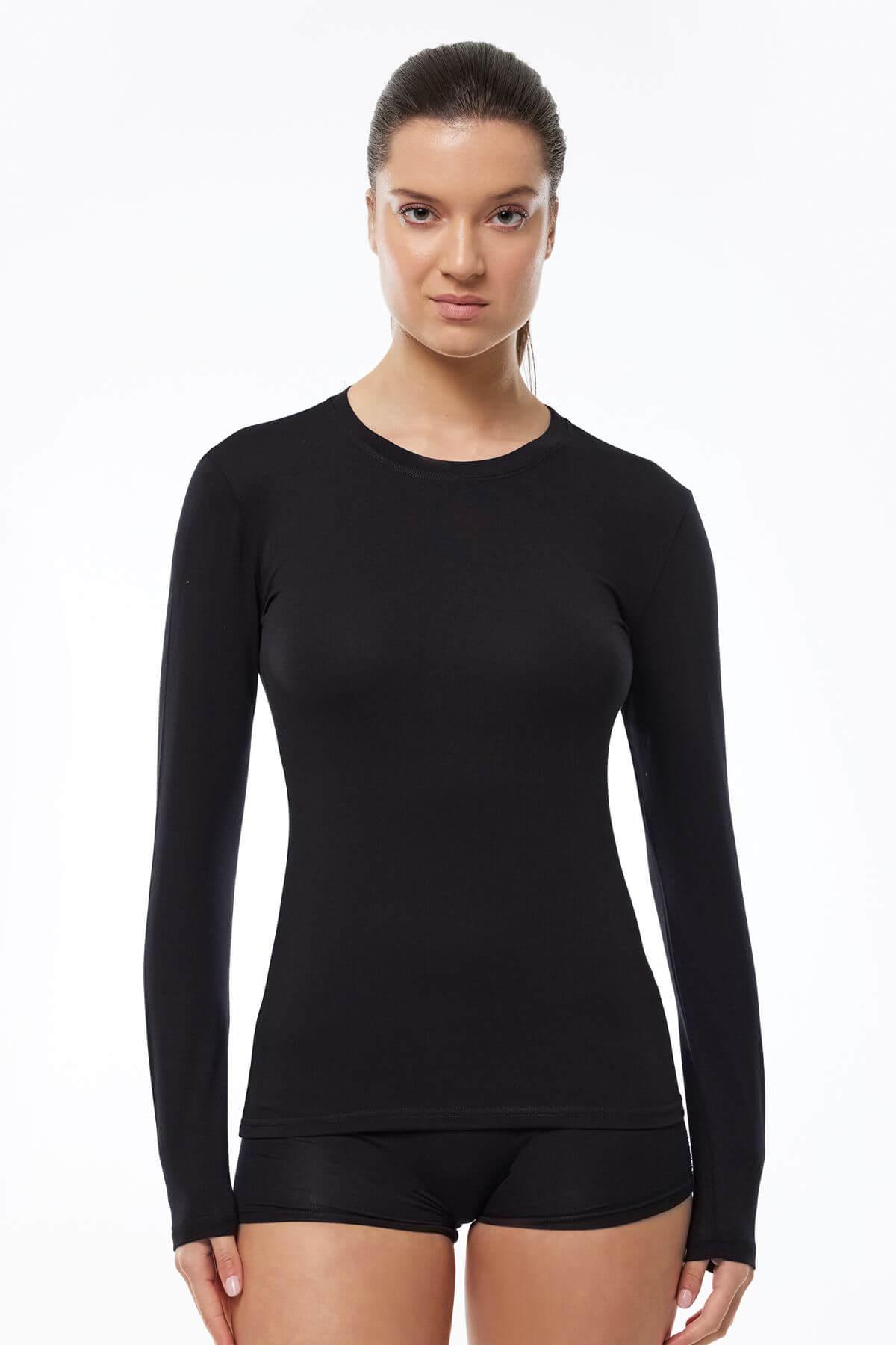 Malabadi 182 Kadın Modal USA ( Bisiklet ) Yaka Uzun Kol Body