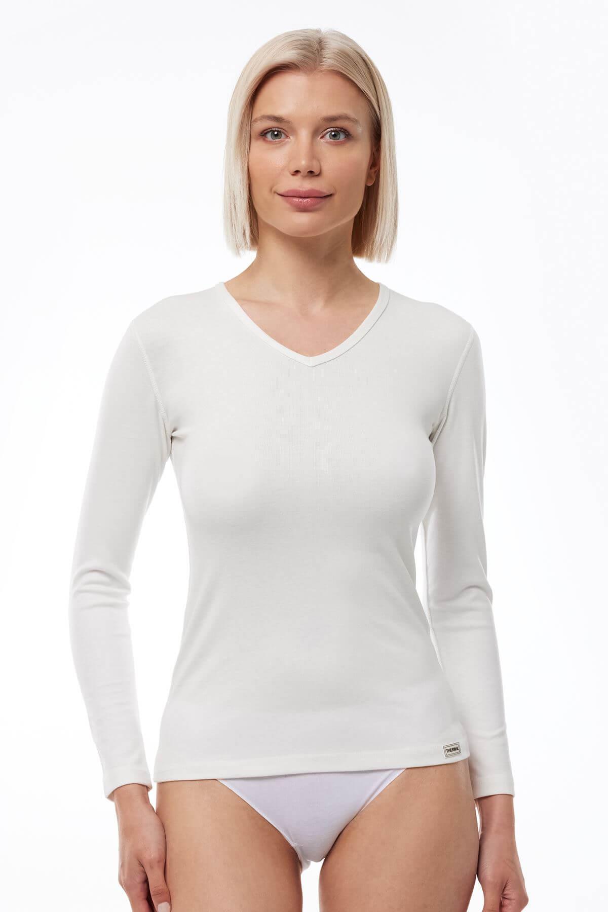 Malabadi 704 Kadın V Yaka Uzun Kol Termal Üst İçlik