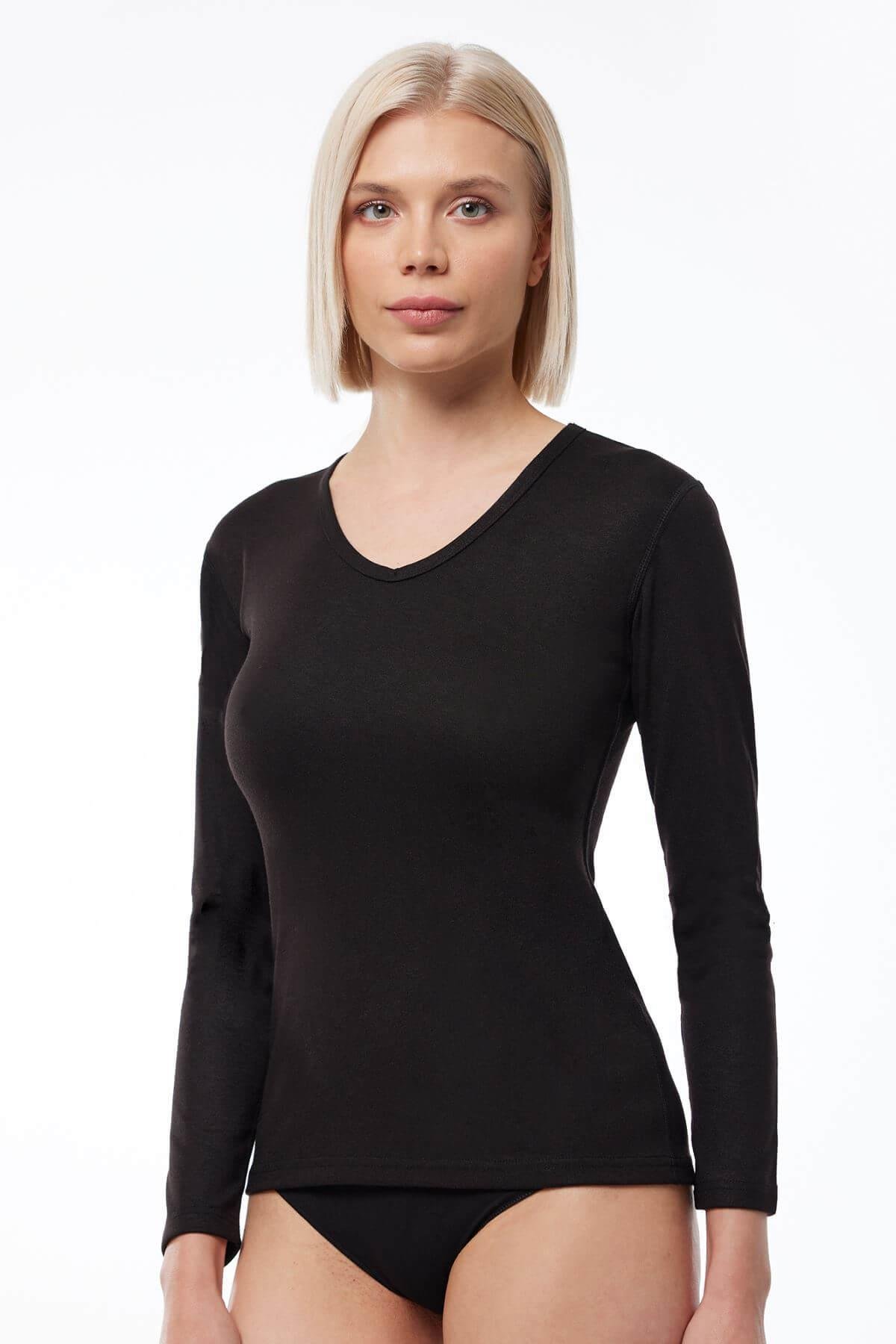 Malabadi 704 Kadın V Yaka Uzun Kol Termal Üst İçlik