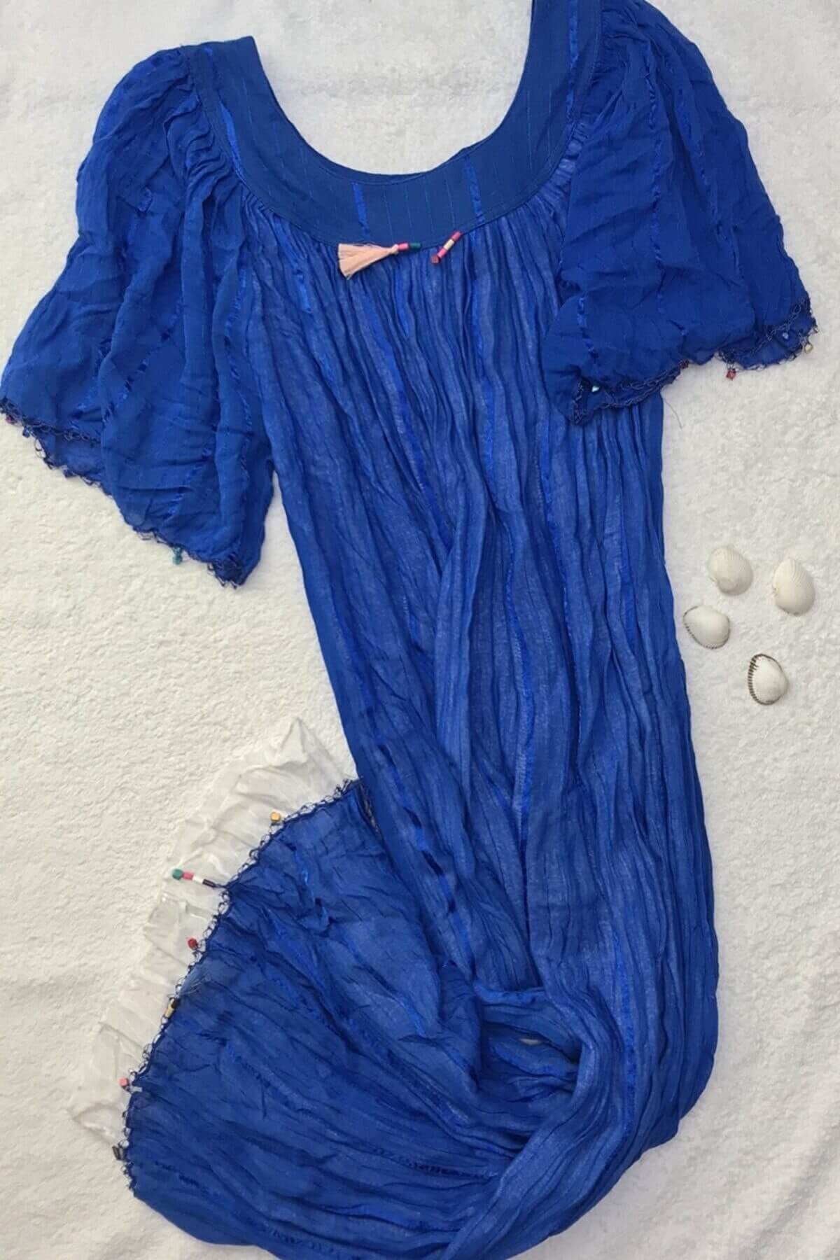 Maria Luisa 7400 Kadın Yarım Kol Etek Ucu Oyalı Bürümcük Elbise