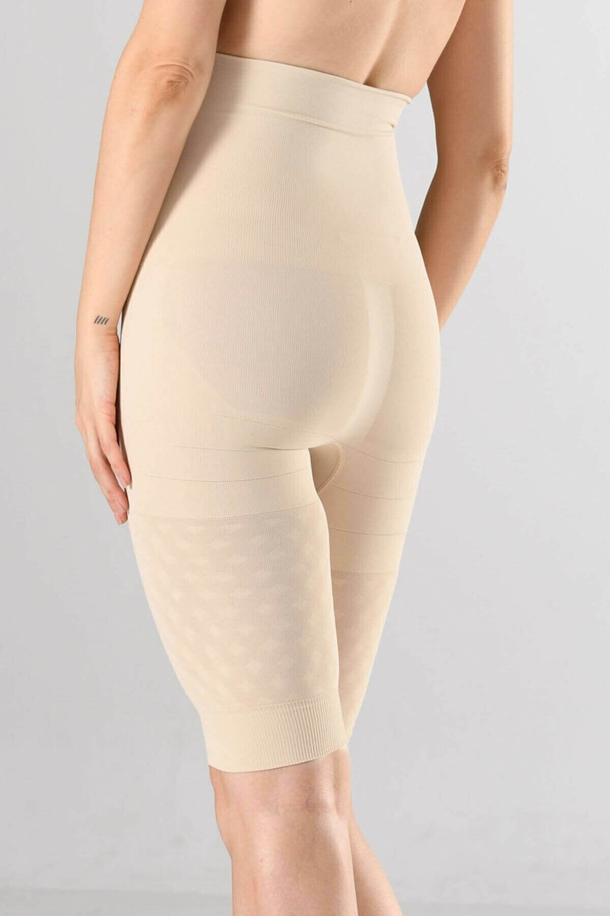 Miss Fit Kadın Çift Kat Tam Mideli Masajlı Dikişsiz Paçalı Korse