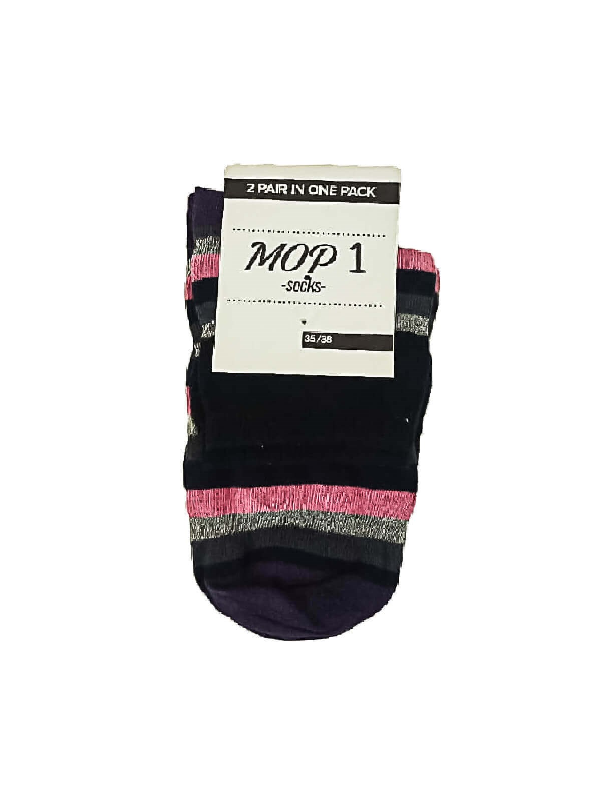 Mop 2'li Paket 35-38 Numara 4 Mevsim %95 Pamuk Unisex Soket Çorap