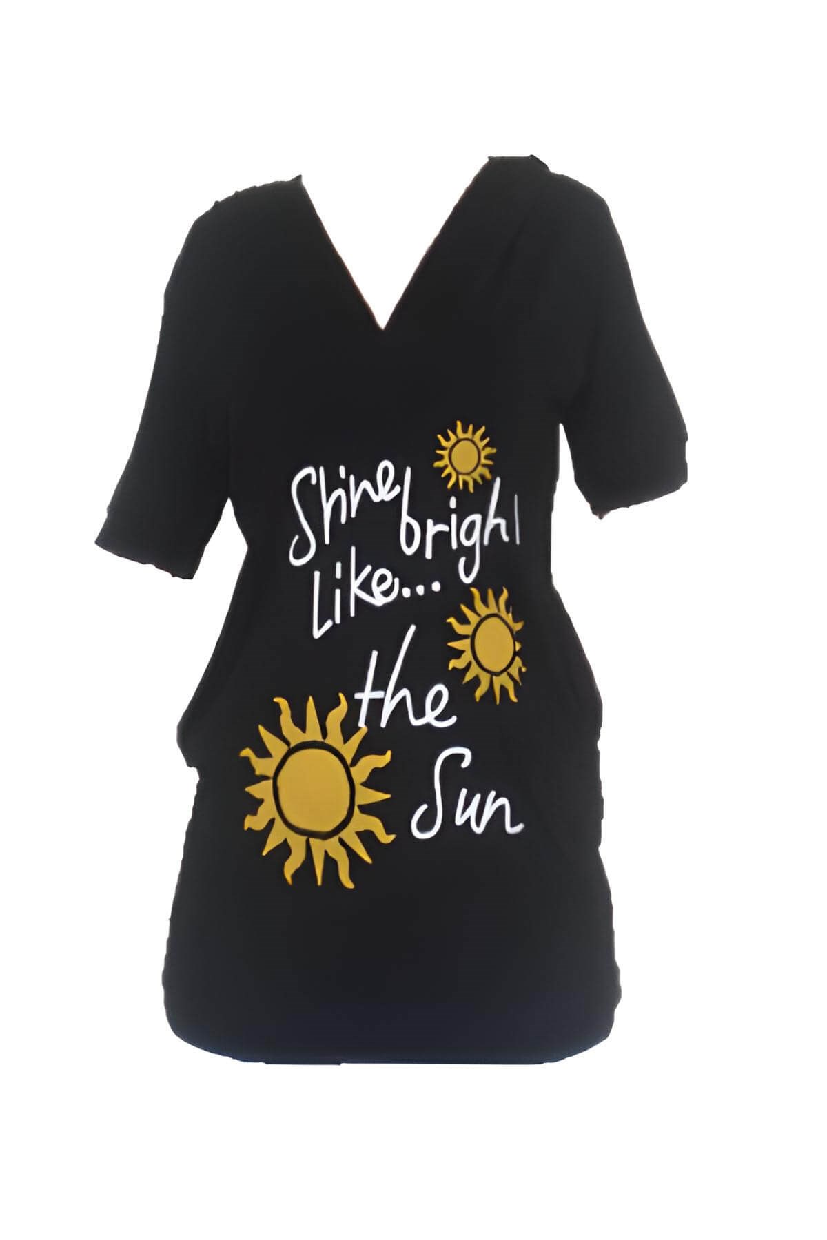 My Sea E-04 Kadın Yazlık Kapşonlu Kısa Kollu Viskoz Cepli Elbise