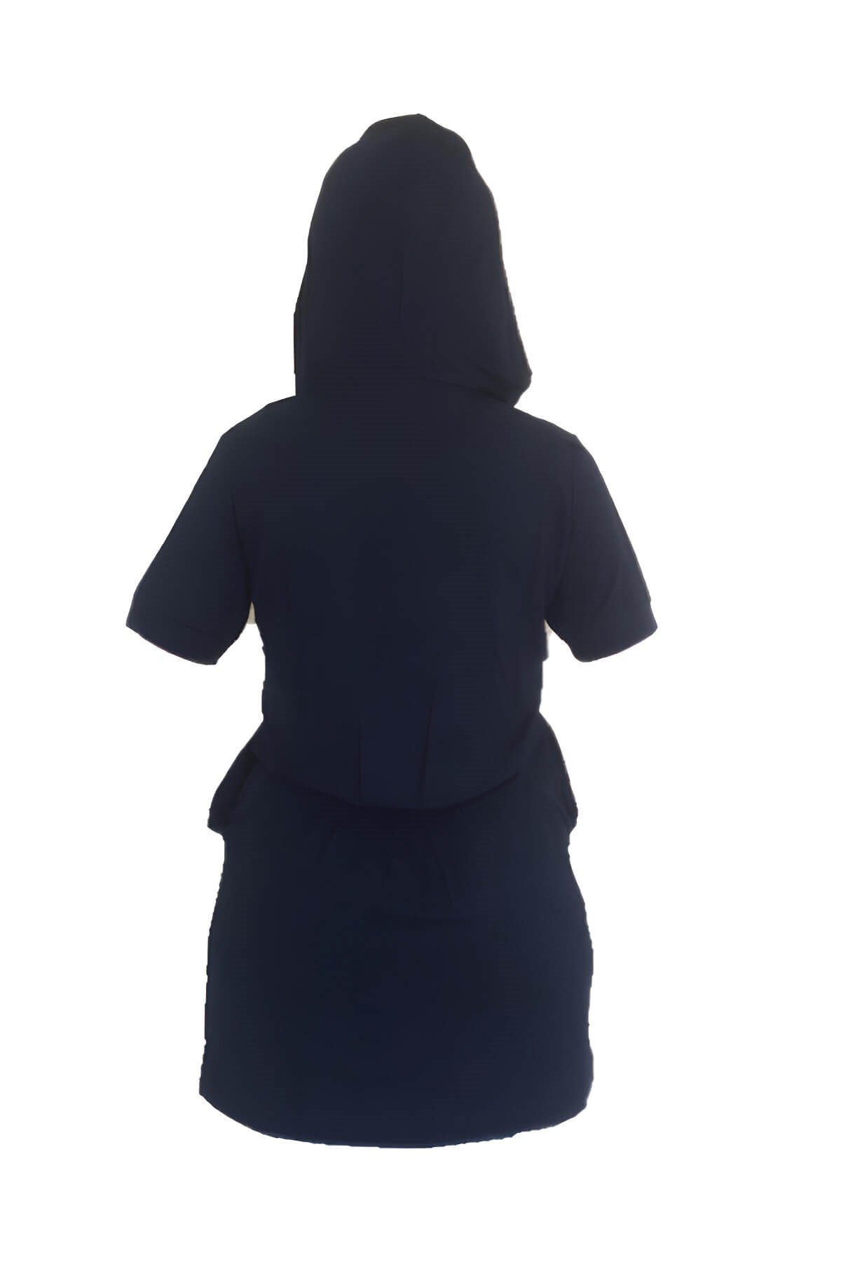 My Sea E-04 Kadın Yazlık Kapşonlu Kısa Kollu Viskoz Cepli Elbise