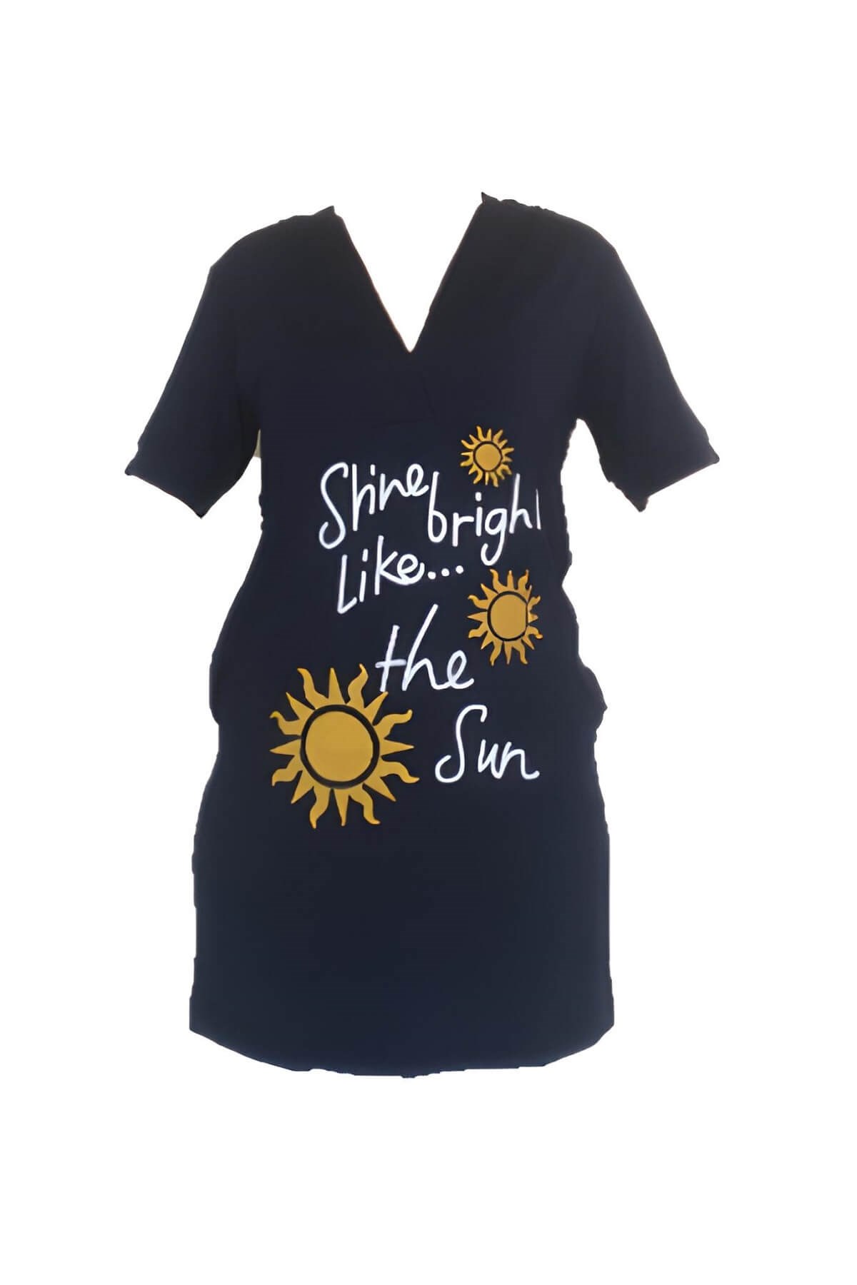 My Sea E-04 Kadın Yazlık Kapşonlu Kısa Kollu Viskoz Cepli Elbise