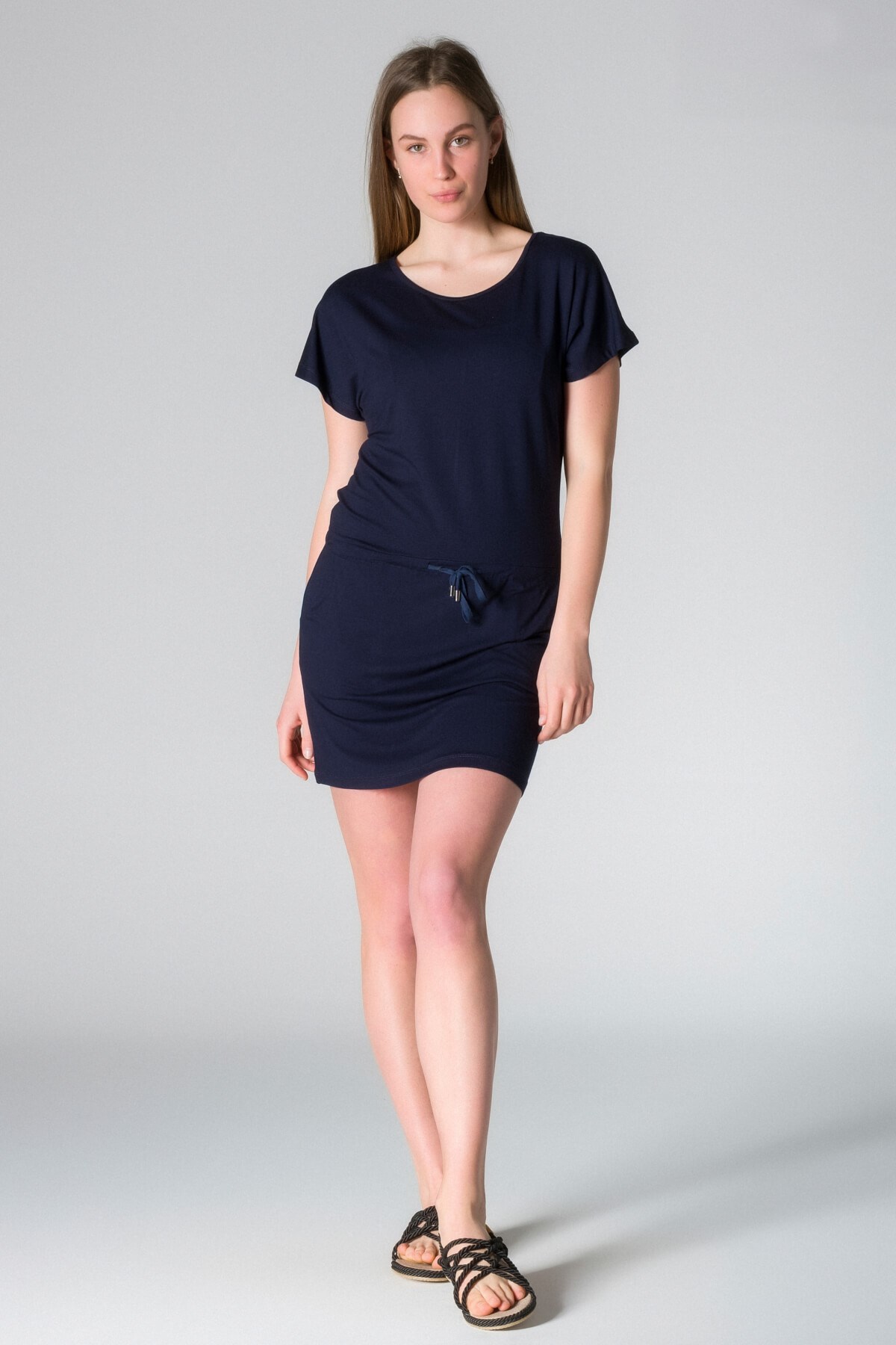 My Sea E-08 Kadın Yazlık Beli Bağlamalı Viskoz Elbise