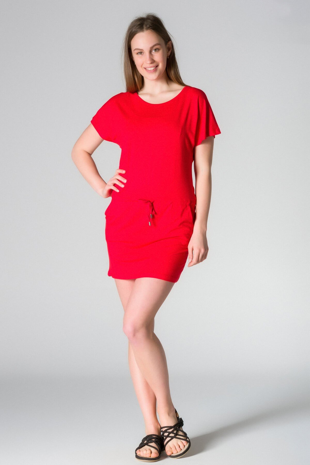 My Sea E-08 Kadın Yazlık Beli Bağlamalı Viskoz Elbise