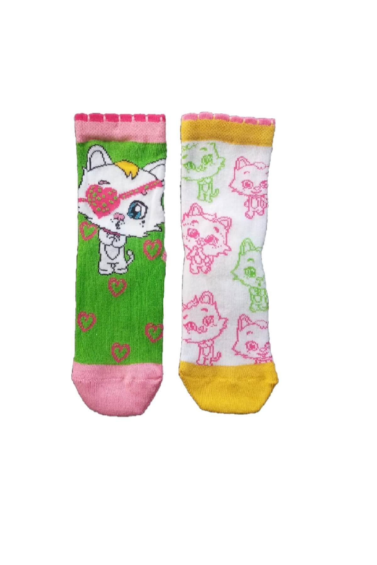 Pisi - Lisanslı Çizgi Film Karakter Baskılı 2'li Paket 4 Mevsim Soket Çorap