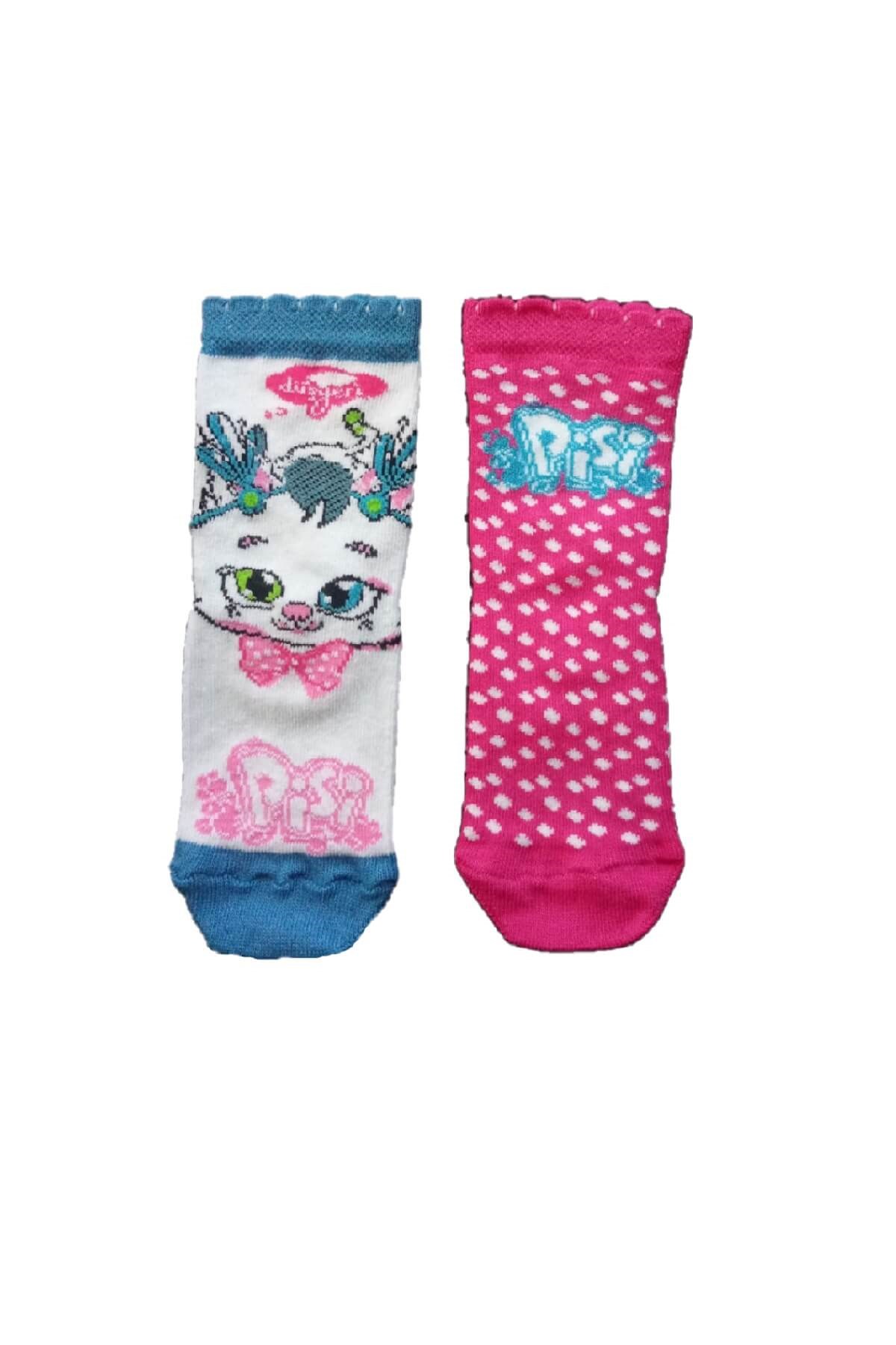 Pisi - Lisanslı Çizgi Film Karakter Baskılı 2'li Paket 4 Mevsim Soket Çorap