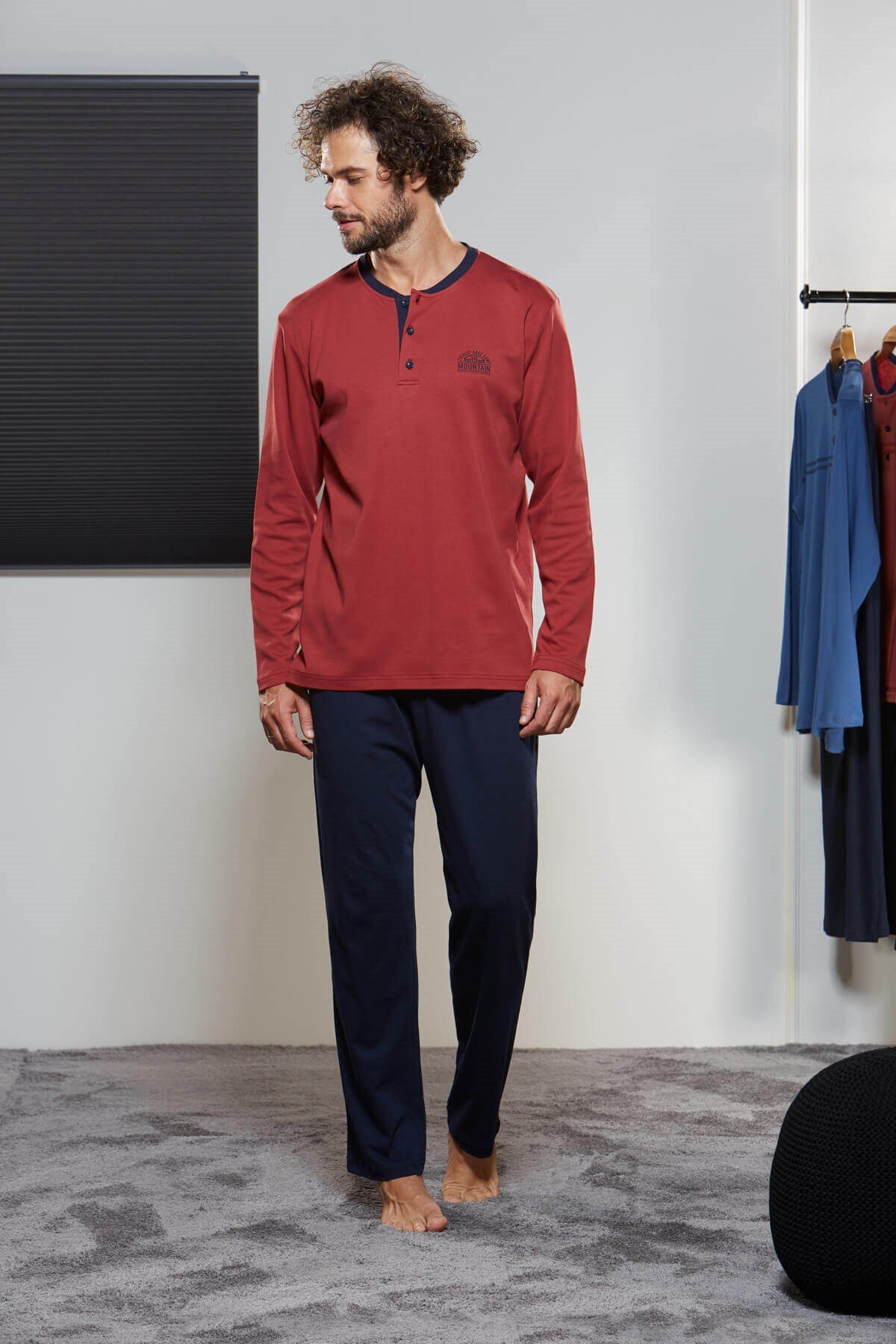 PJS Erkek Kışlık %100 Pamuk Uzun Kol Pijama Takımı