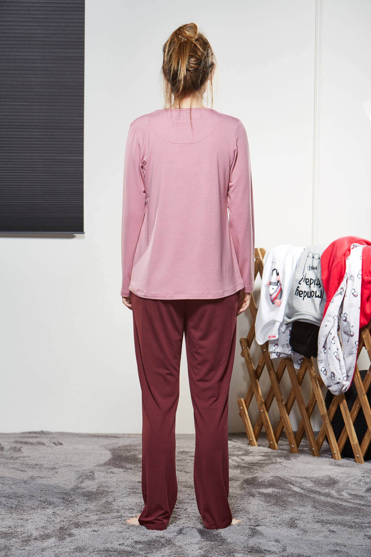 PJS Kadın Çiçek Desenli Pembe Pijama Takımı