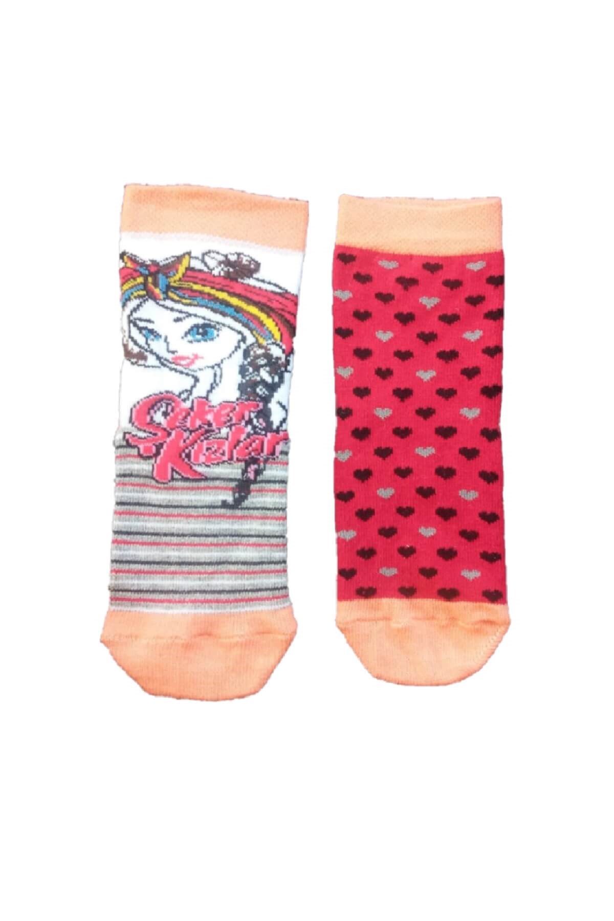 Şeker Kızlar - Lisanslı Çizgi Film Karakter Baskılı 2'li Paket 4 Mevsim Soket Çorap