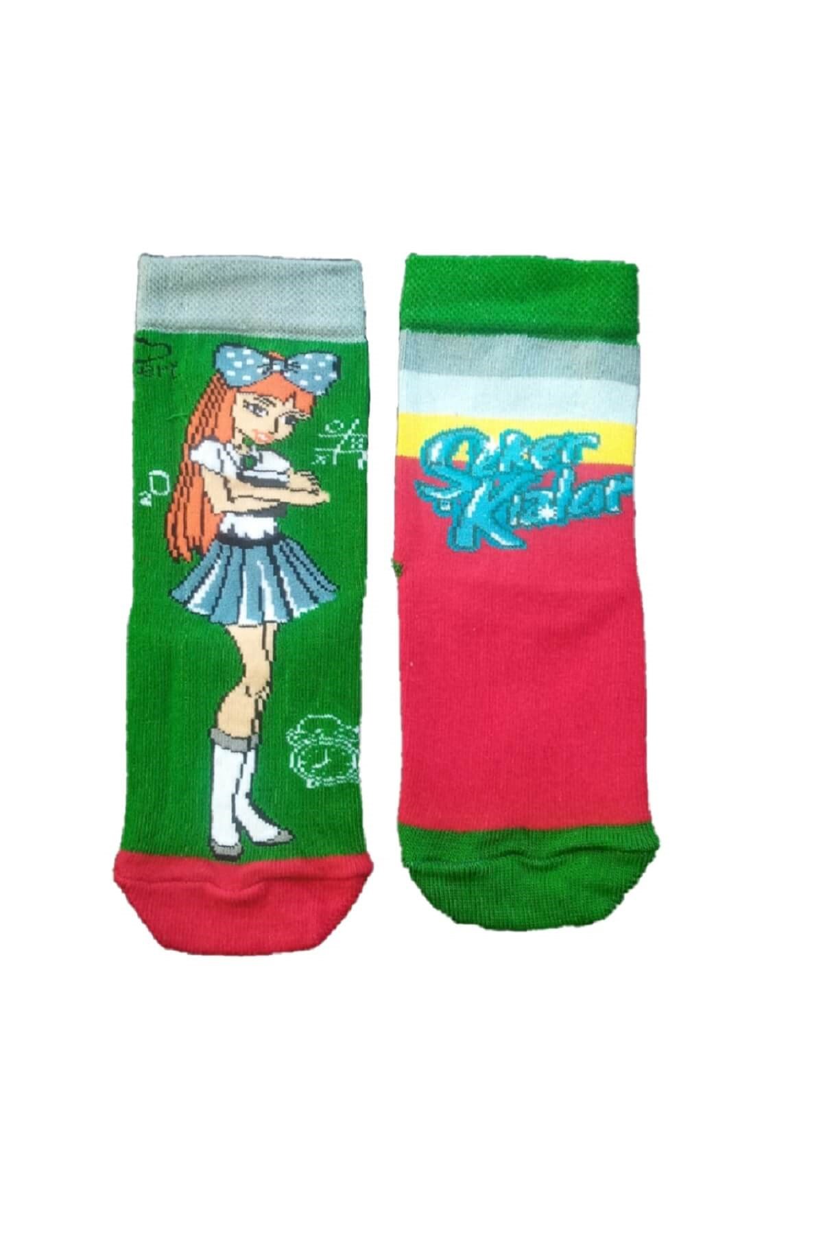 Şeker Kızlar - Lisanslı Çizgi Film Karakter Baskılı 2'li Paket 4 Mevsim Soket Çorap