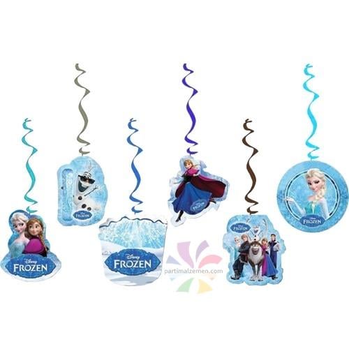 Frozen Elsa Temalı Çift Taraflı Sarkıt Kağıt Süs 6lı
