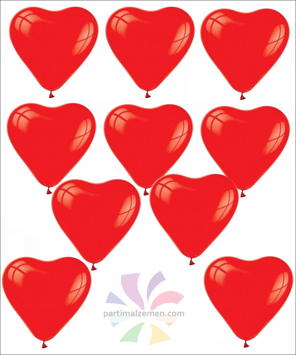 Kalp Balon Kırmızı 10 Adet