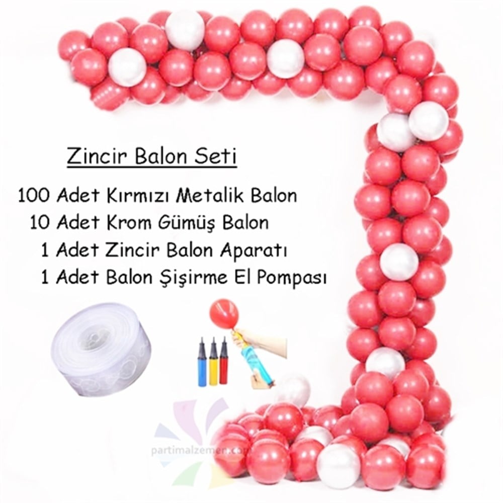 Kırmızı Zincir Balon Seti
