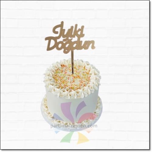 Pasta Süsü Pleksi İyiki Doğdun Gold
