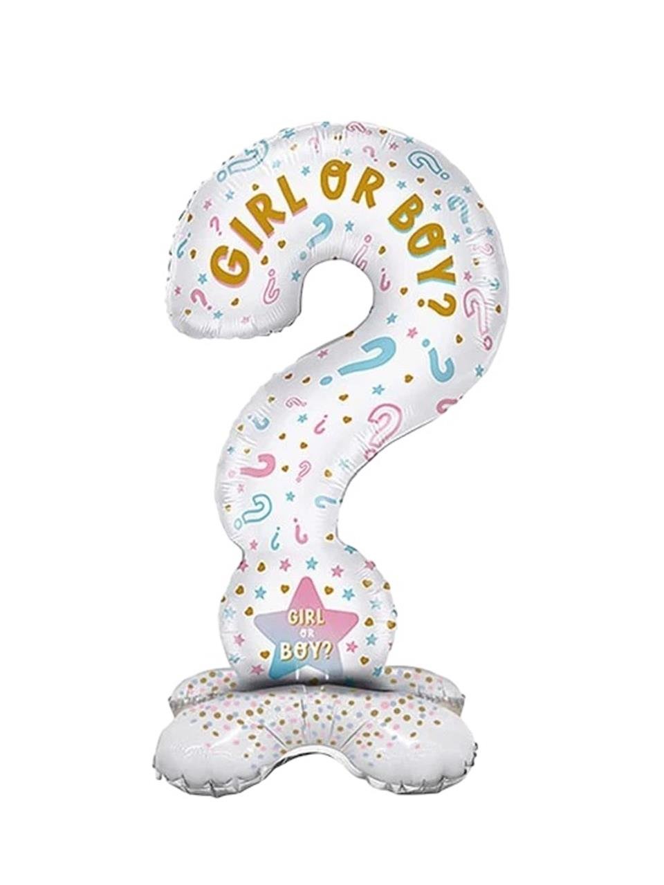 Girl Boy Soru İşareti Folyo Balon Parti Balonu 110 cm