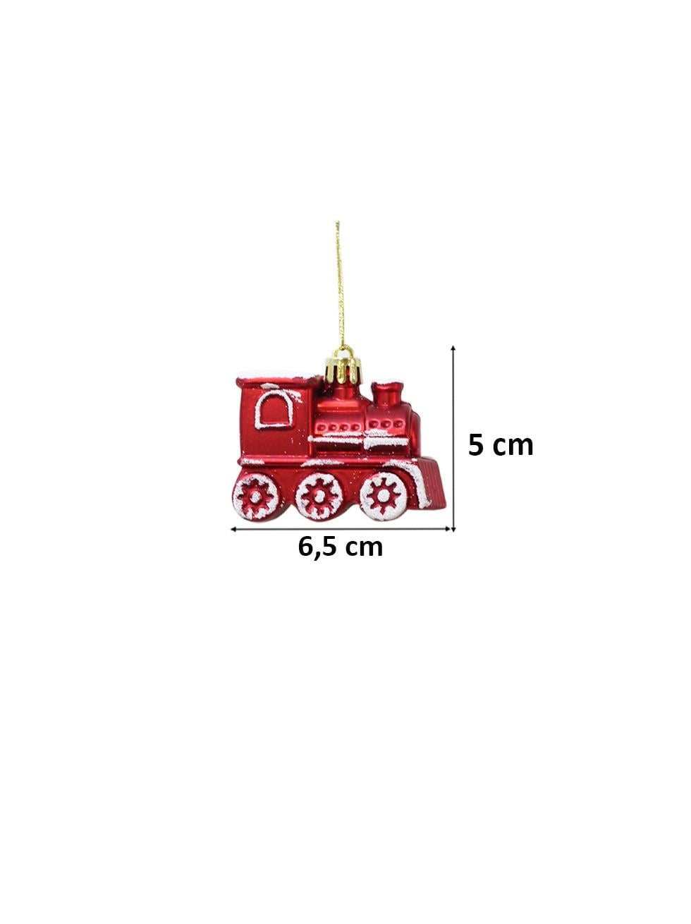 Yılbaşı Ağaç Süsü Tren Figürlü Kırmızı 5 cm 2'li Set