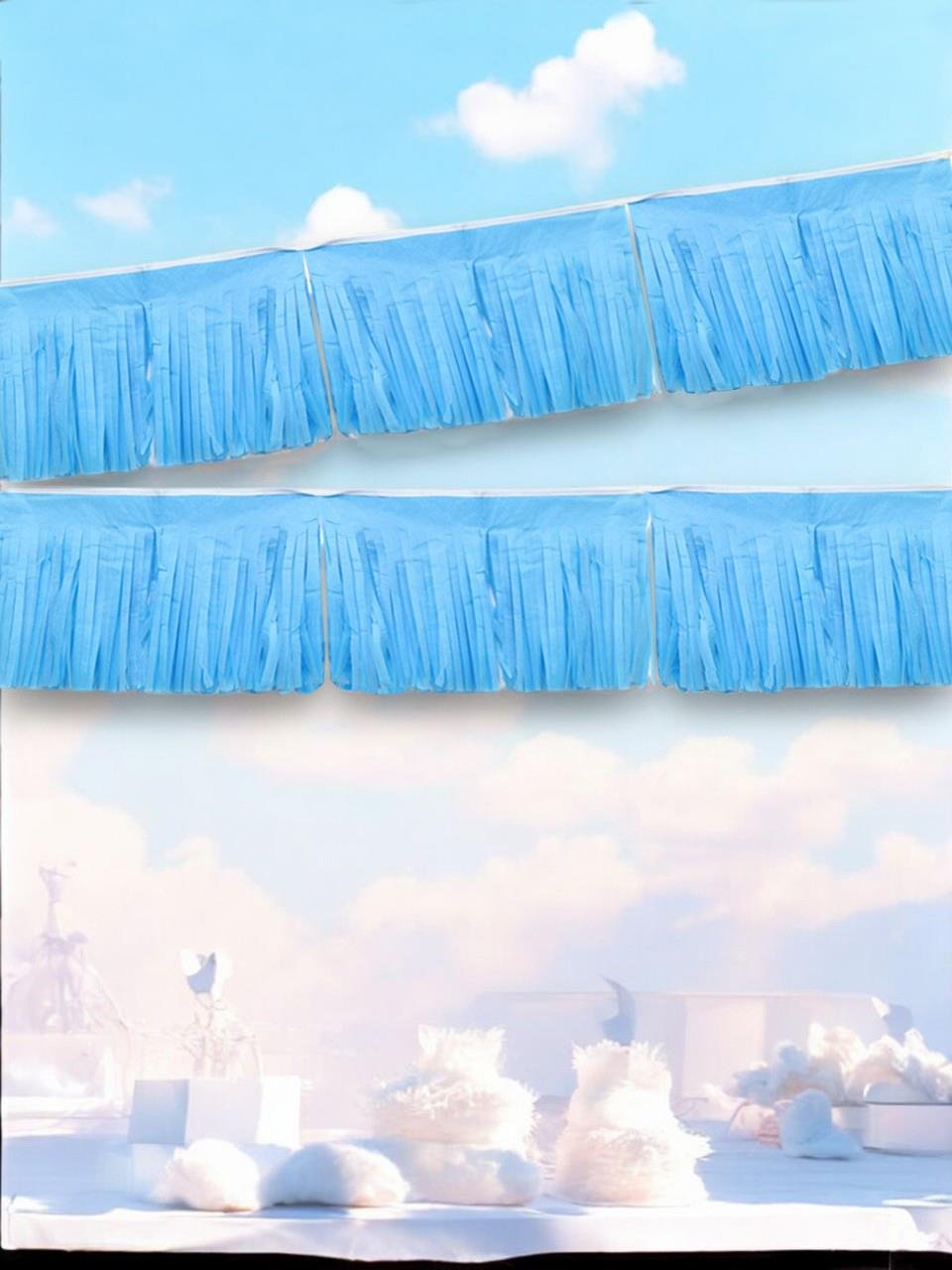 Dekoratif Püskül Süs Parti Arka Plan Süsü Mavi