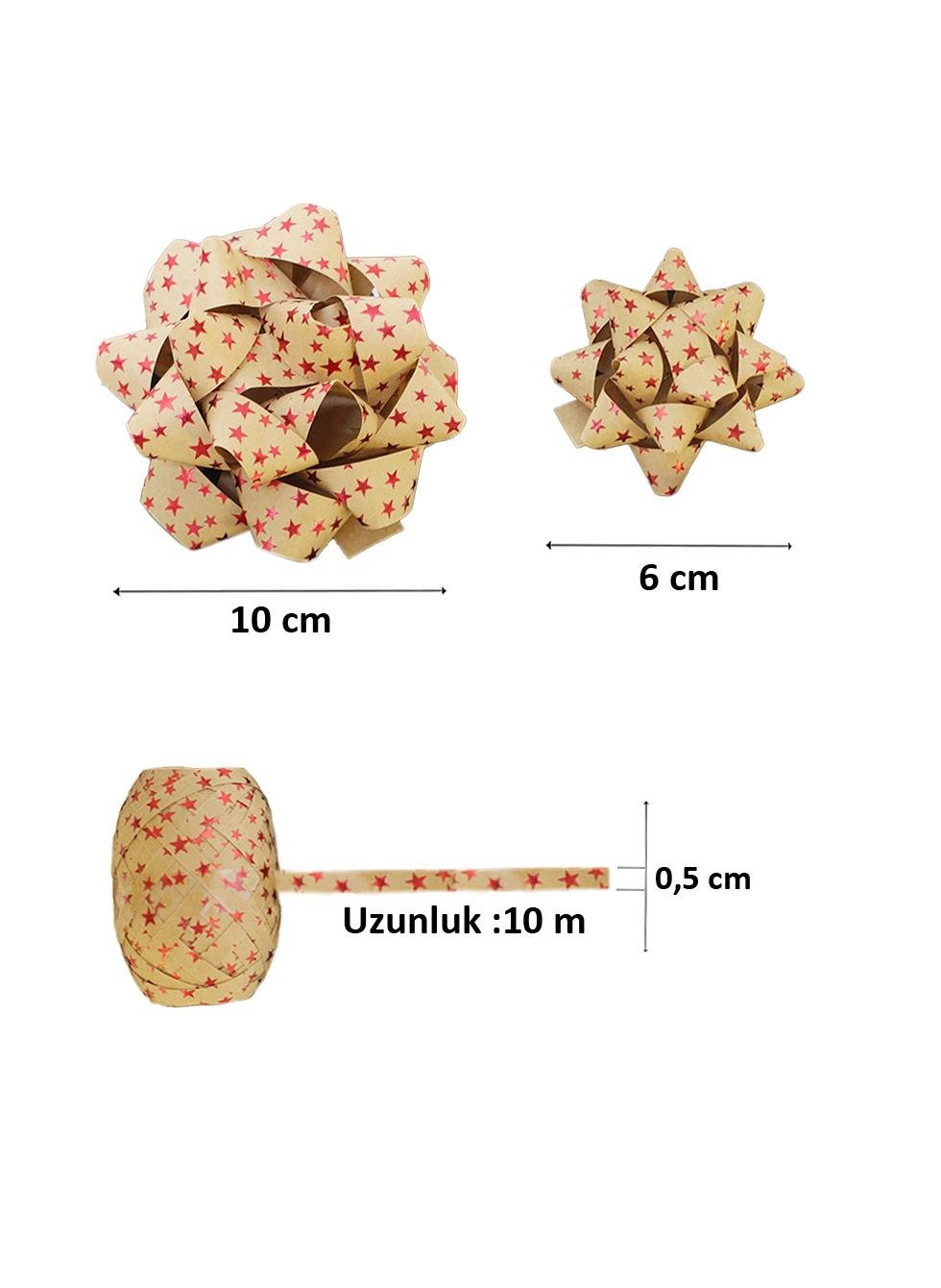 Hediye Paketleme Süsü Rafya Kurdele Süsleme Seti Kraft-Kırmızı 3'lü