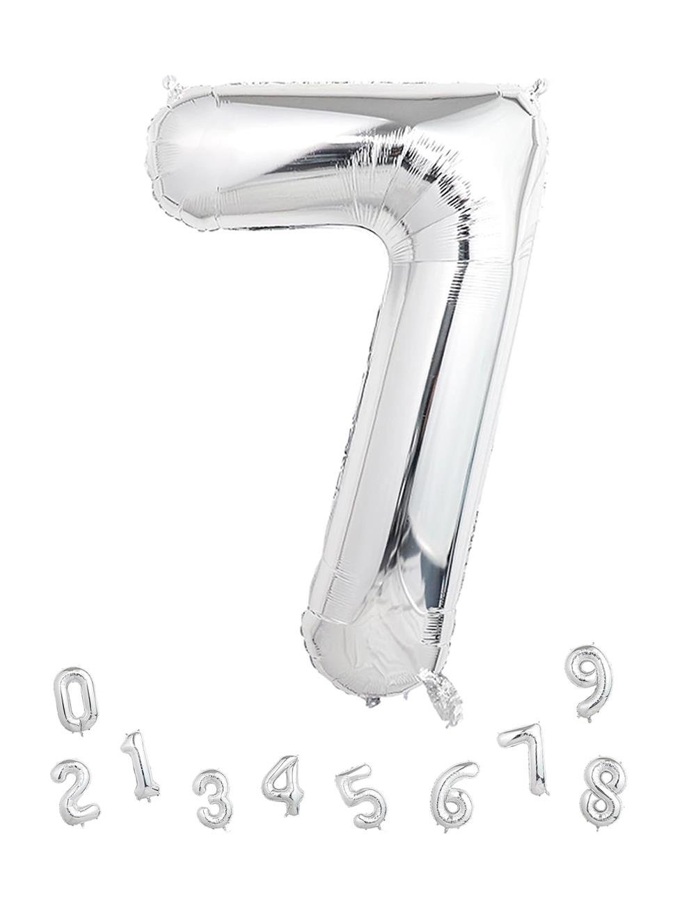 Rakam Folyo Balon 7 Gümüş Renk 100 Cm - 40