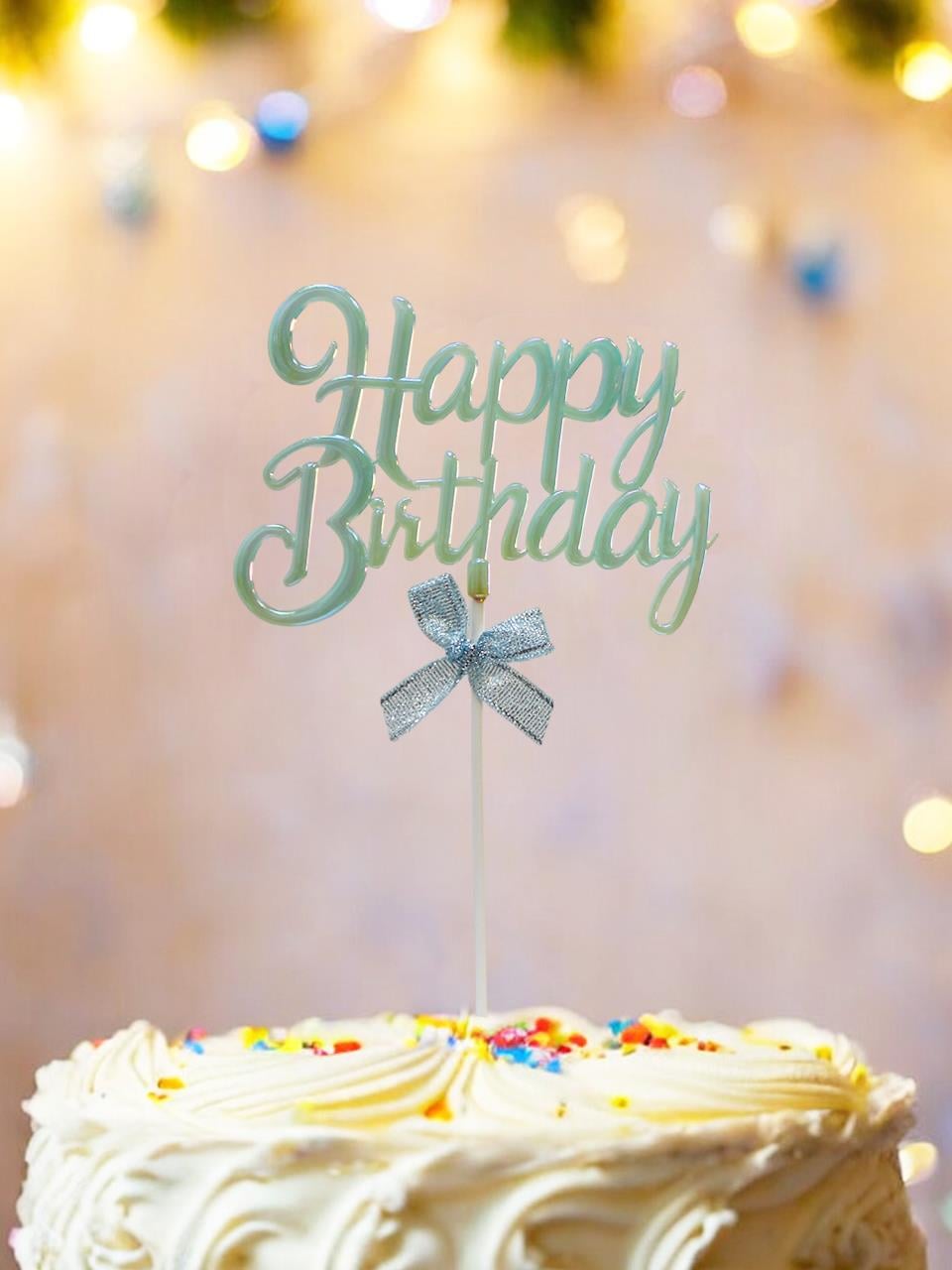 Happy Birthday Yazılı Doğum Günü Pasta Süsü Turkuaz Mavi