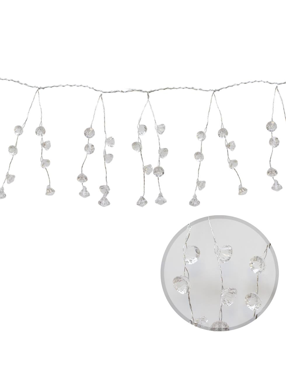 Yılbaşı Dekor Süsleri Lüks Kristal Işıltı Boncuklu Garland 110 cm