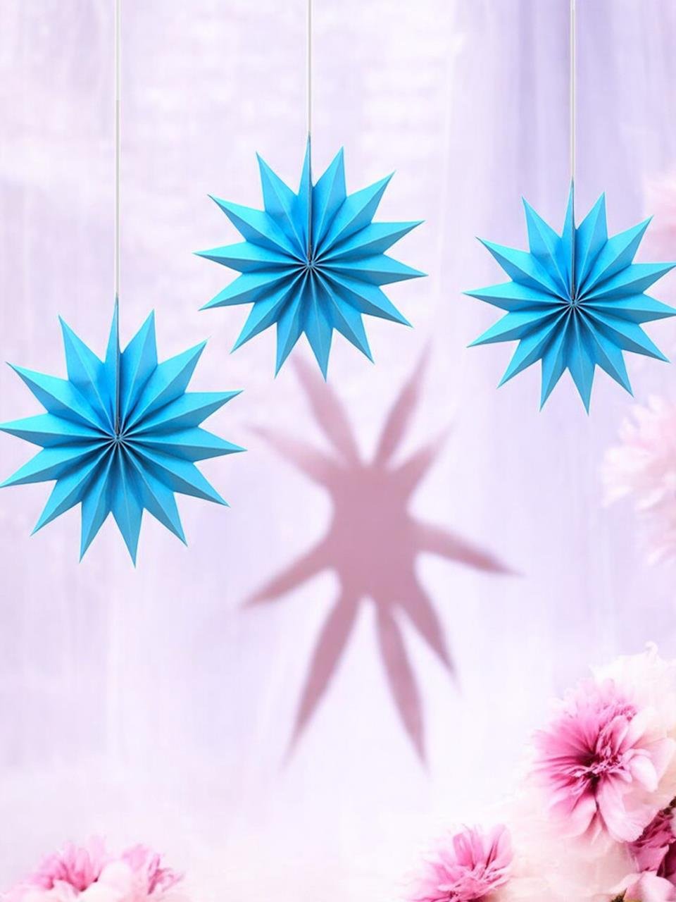 Kutup Yıldızı Tavan Sarkıt Süsü 3 Boyutlu Dekoratif Parti Süsü Mavi 6'lı
