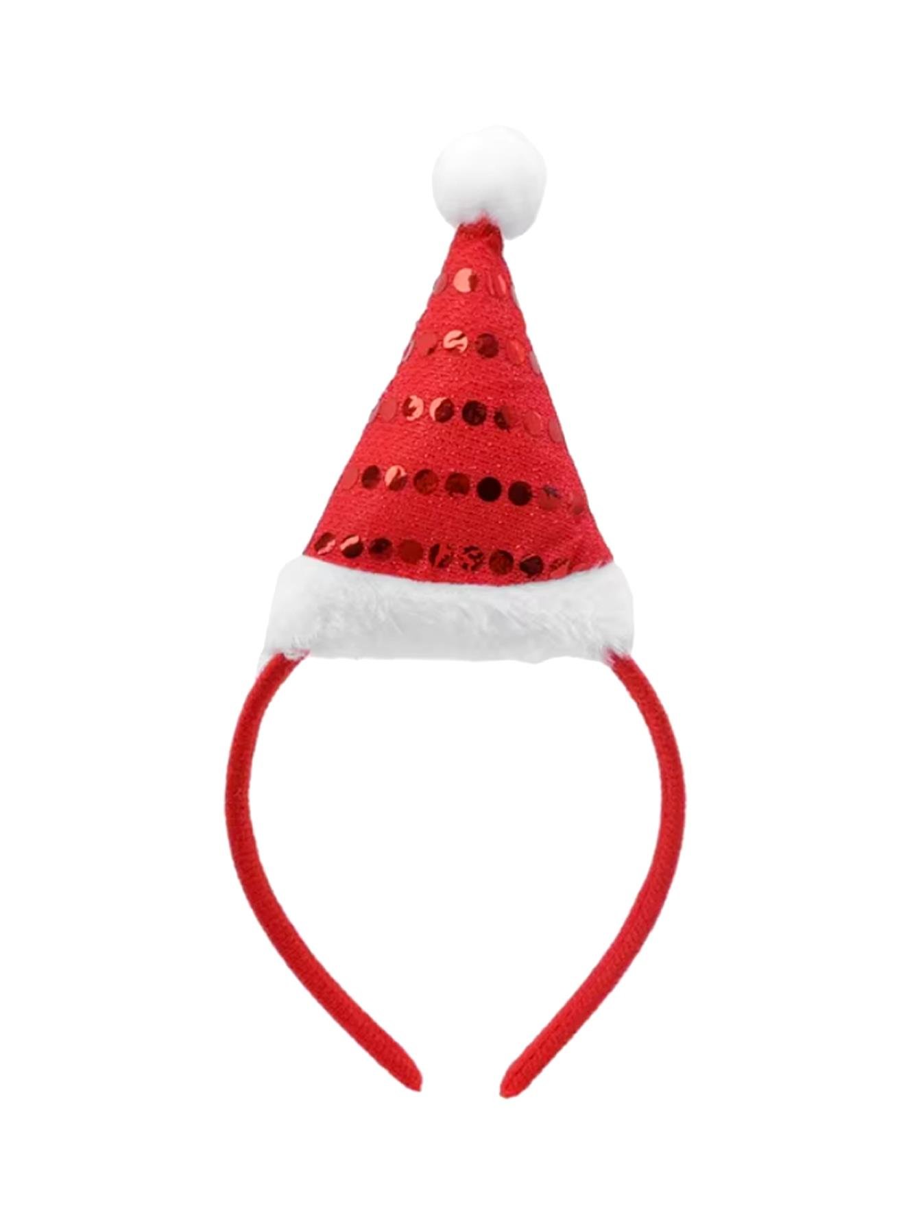 Yılbaşı Parti Tacı Kırmızı Pullu Noel Şapkalı Taç