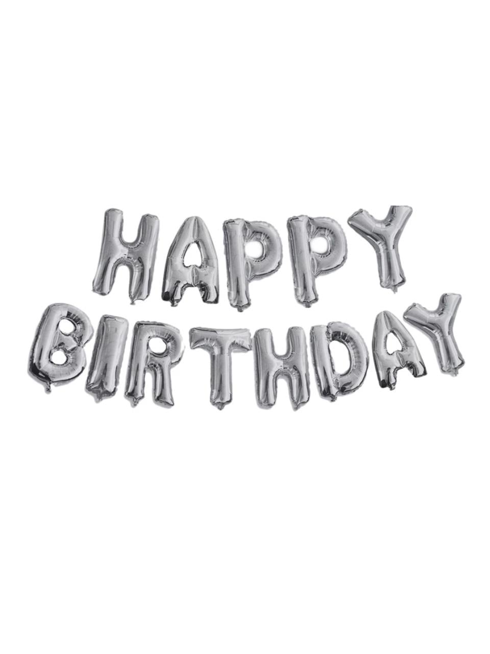 Happy Birthday Folyo Balon Parti Balonu Gümüş
