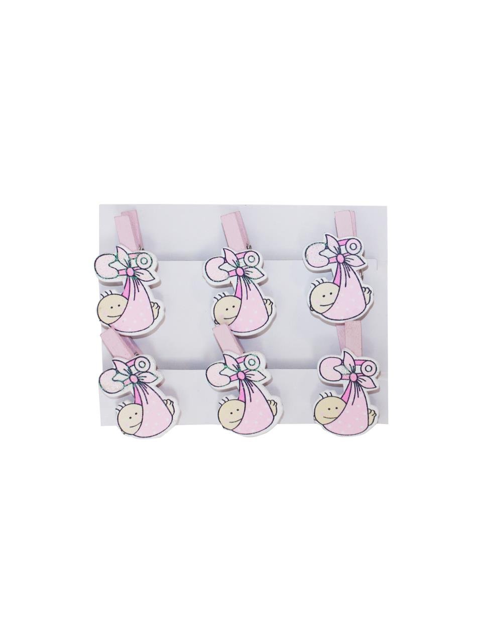 Ahşap Bebek Mandal 6'Li Bebek Pembe