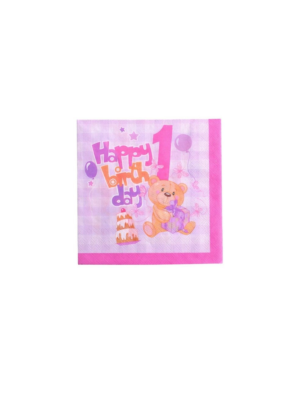 1 Yaş Peçete Happy Birthday Yazılı Kız Çocuk Peçete Pembe - 1 Yaş Doğum Günü | Parti Adresi