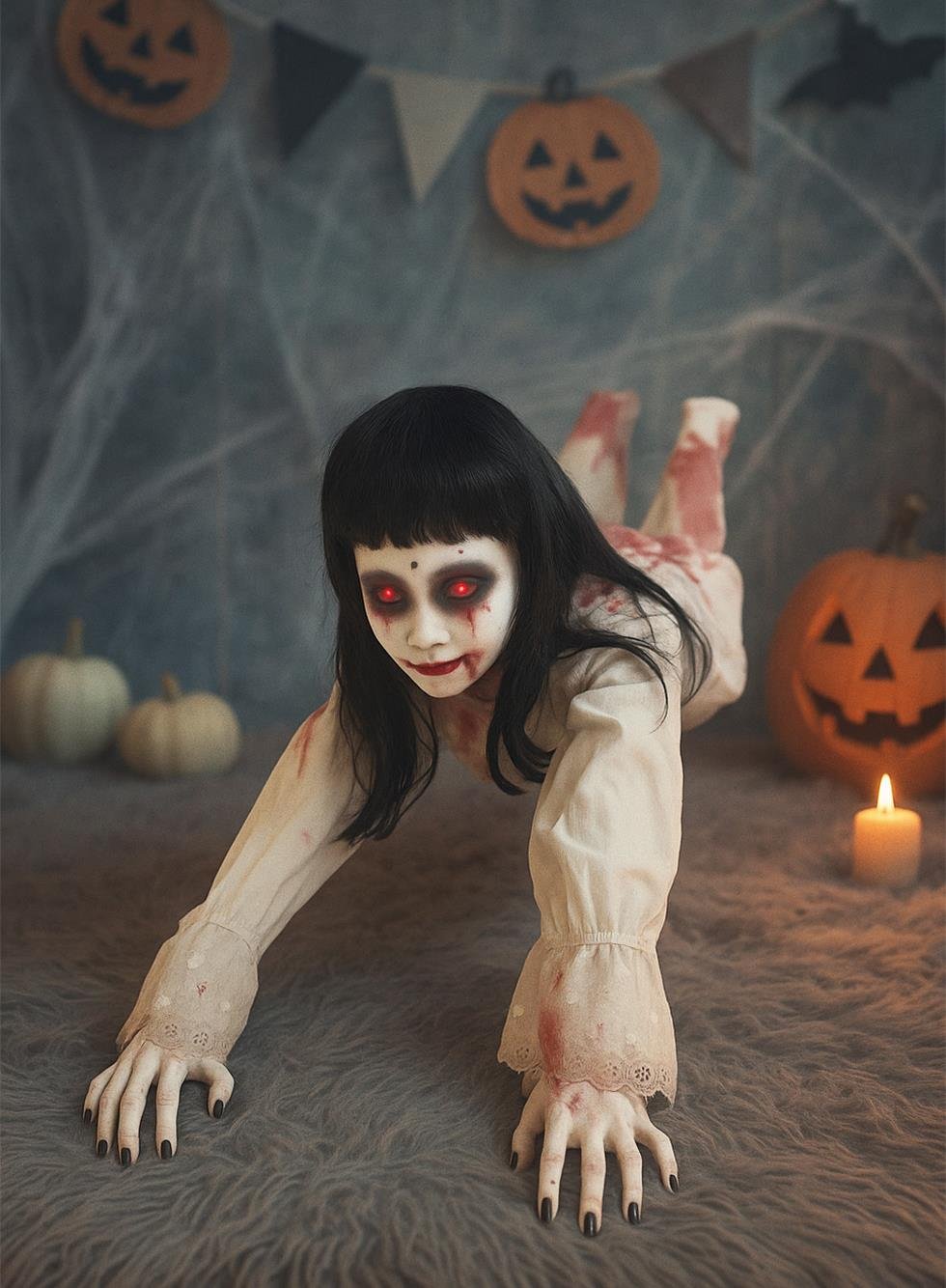 Cadılar Bayramı Sürünen Ölü Gelin Hareketli Halloween Parti Dekoru