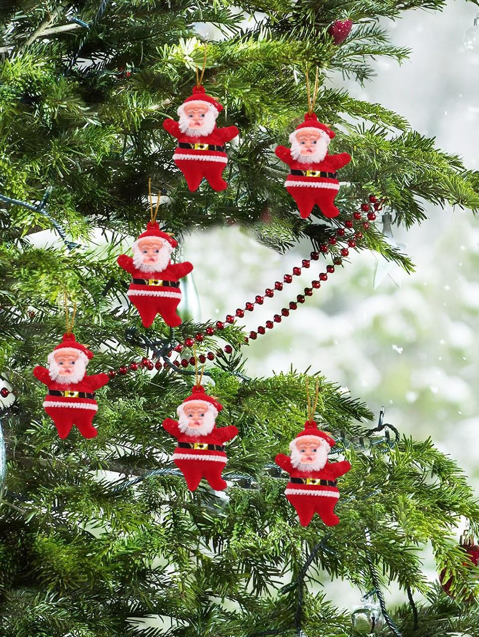 Yılbaşı Çam Ağacı Süslü Noel Baba Asmalı Dekor Süsü 6'lı 5,5 cm 