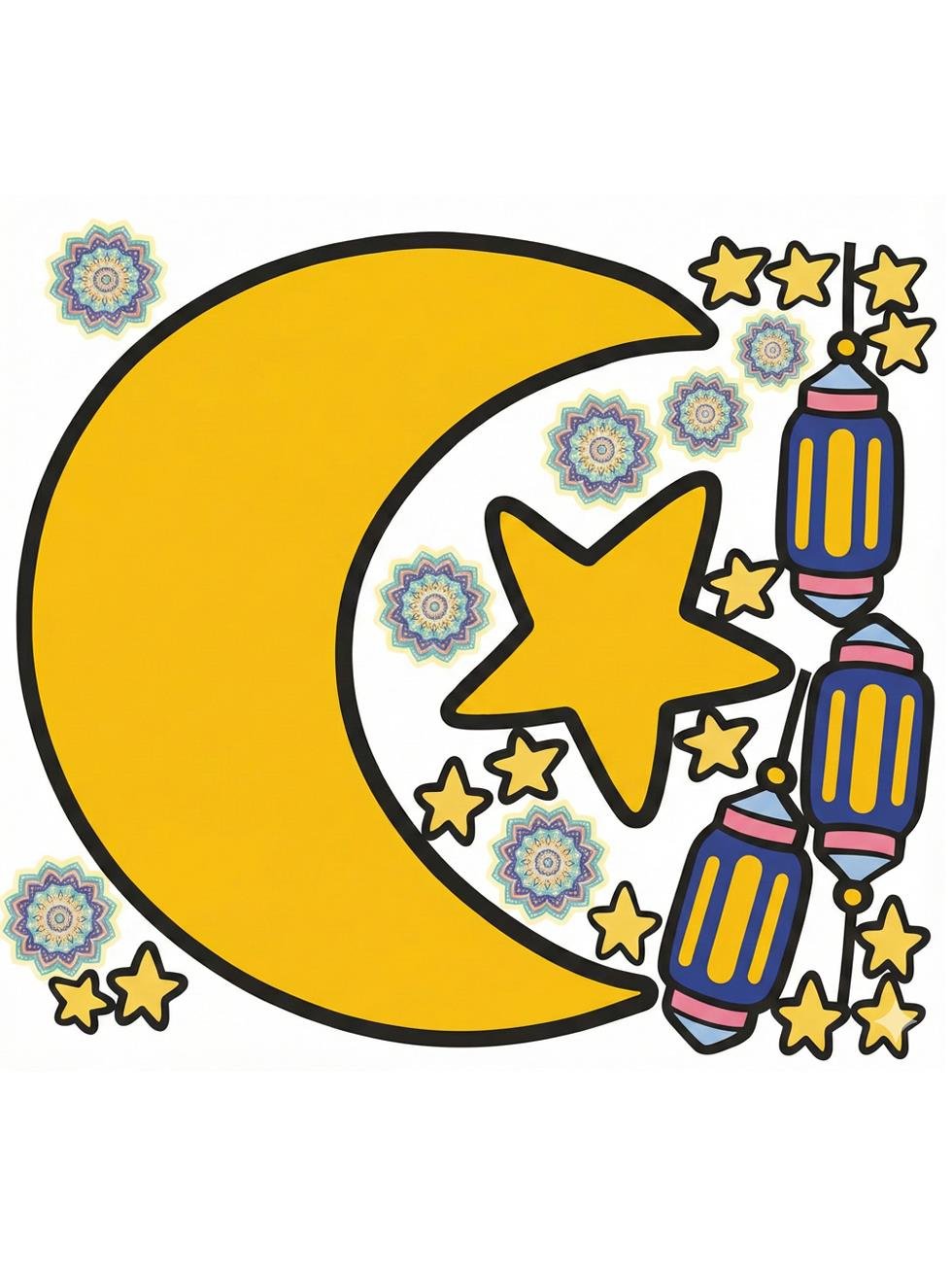 151 Parça Ramazan Temalı Çift Taraflı PP Şeffaf Sticker Seti - Ramazan Bayramı | Parti Adresi