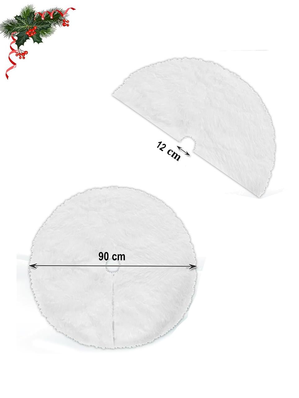 Yılbaşı Çam Ağacı Örtüsü Pelüş Ağaç Eteği Beyaz 90 cm