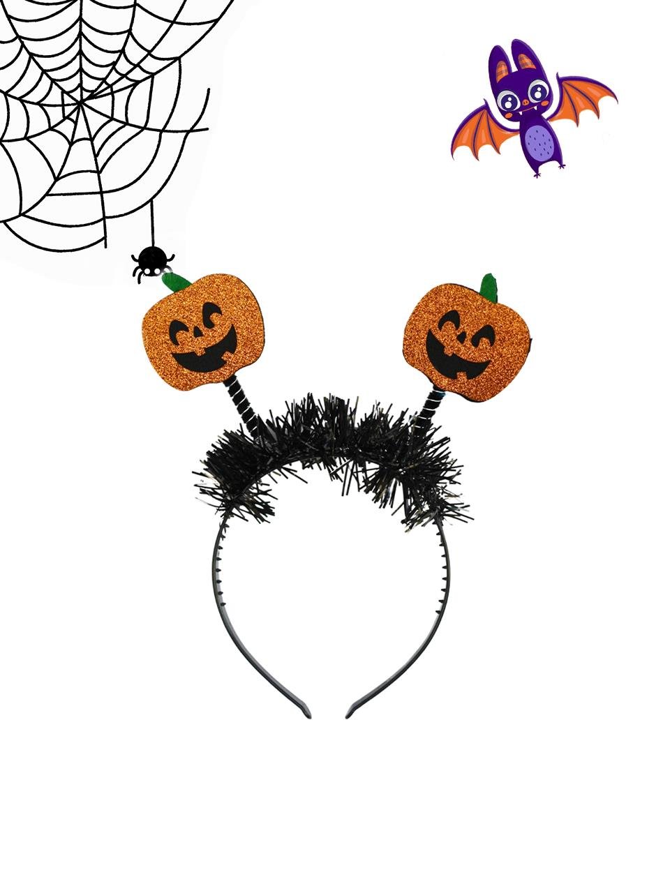 Cadılar Bayramı Simli Balkabağı Taç Halloween Parti Aksesuarı Turuncu