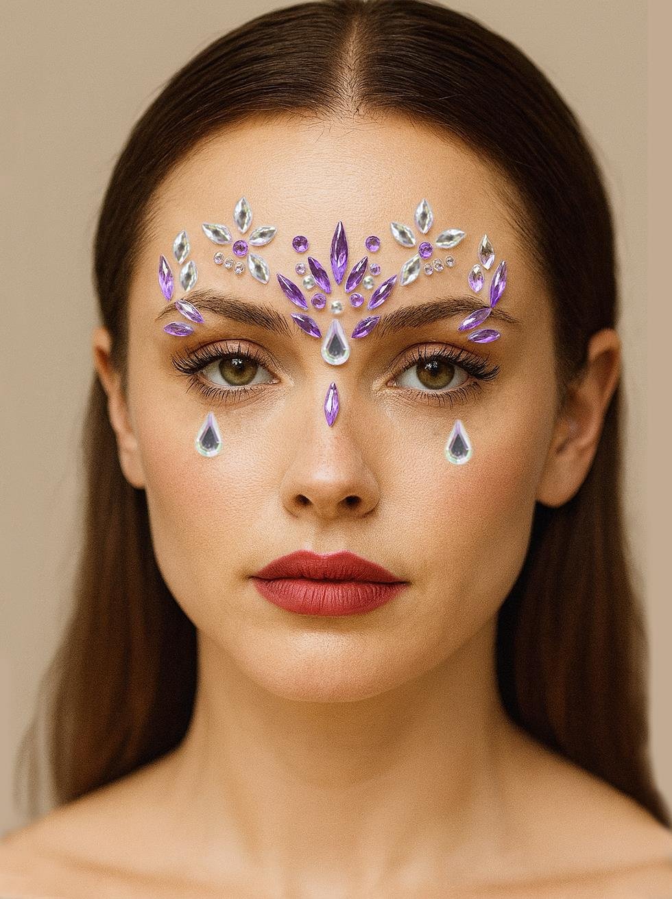 Kristal Göz Taşı Vücut Süsleme Taşı Yüz Süsleme Makyaj Taşı Mor