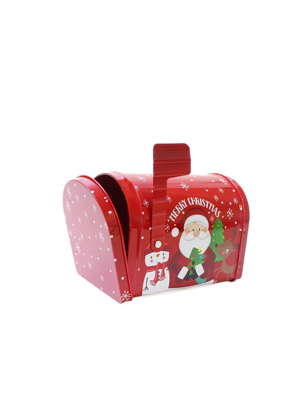 Noel Baba Desenli Yılbaşı Posta Kutusu Tasarımlı Teneke Kutu 13 cm