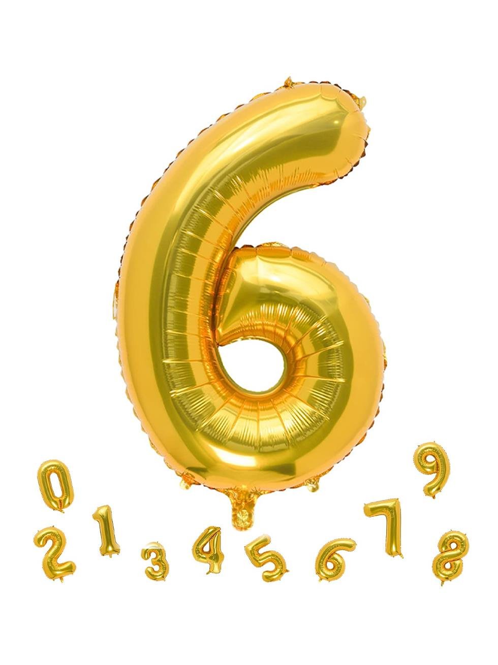 Rakam Folyo Balon Doğum Günü Parti Balonu 6 Altın Renk 86 cm 34 inc