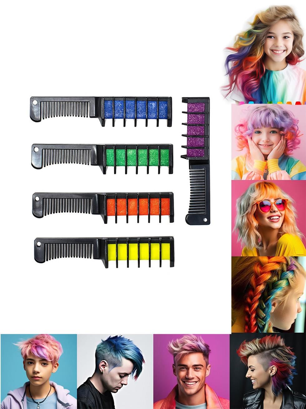 Fosforlu Neon Taraklı Saç Boyası Cadılar Bayramı Parti Aksesuarı 6'lı