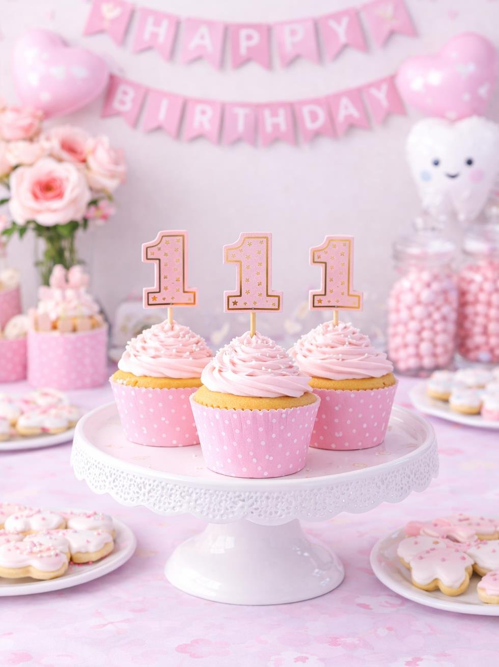 1Yaş Kürdan Pembe 10'Lu - 1 Yaş Doğum Günü | Parti Adresi