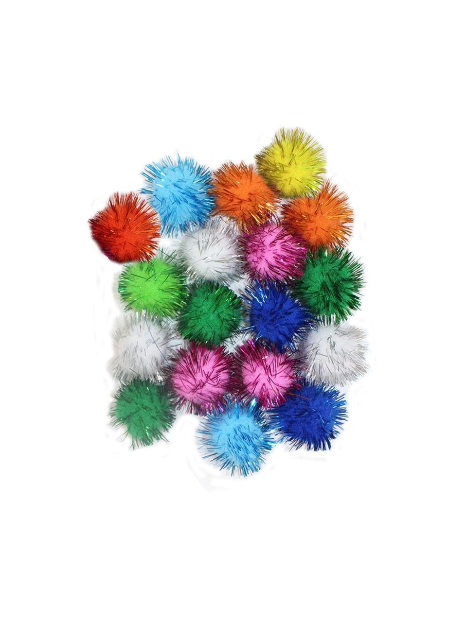 Karışık Renkli Simli Pon Pon 3 cm 50 Adet 