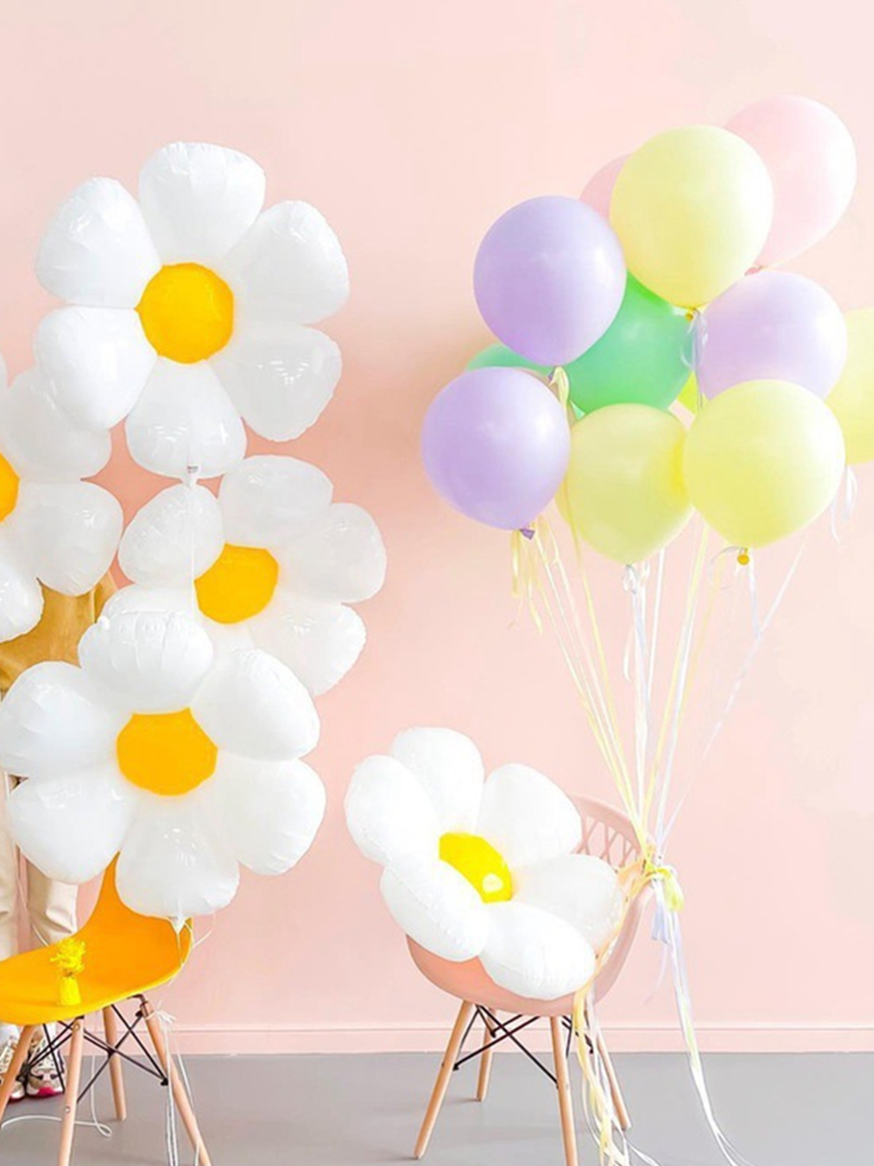 Beyaz Papatya Folyo Balon Papatya Figürlü Doğum Günü Parti Balonu