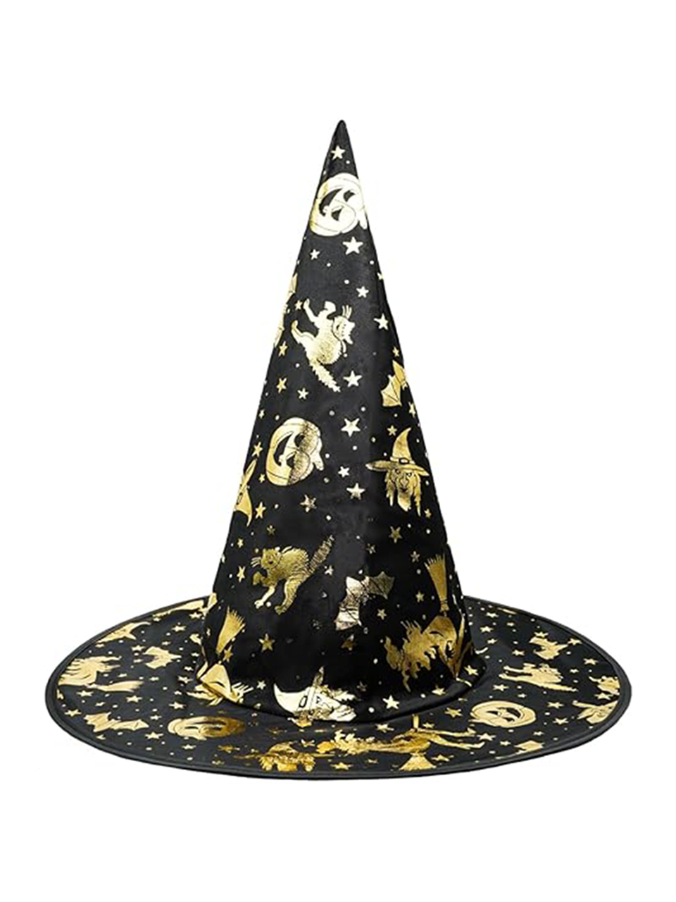 Cadılar Bayramı Desenli Cadı Şapkası Halloween Parti Kostüm Aksesuarı Siyah