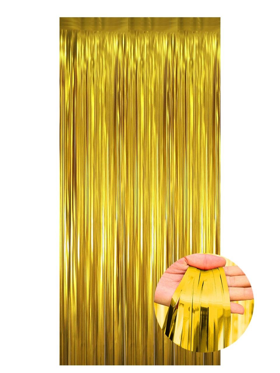 Metalize Parti Perdesi Kapı ve Fon Perdesi Gold 90X240