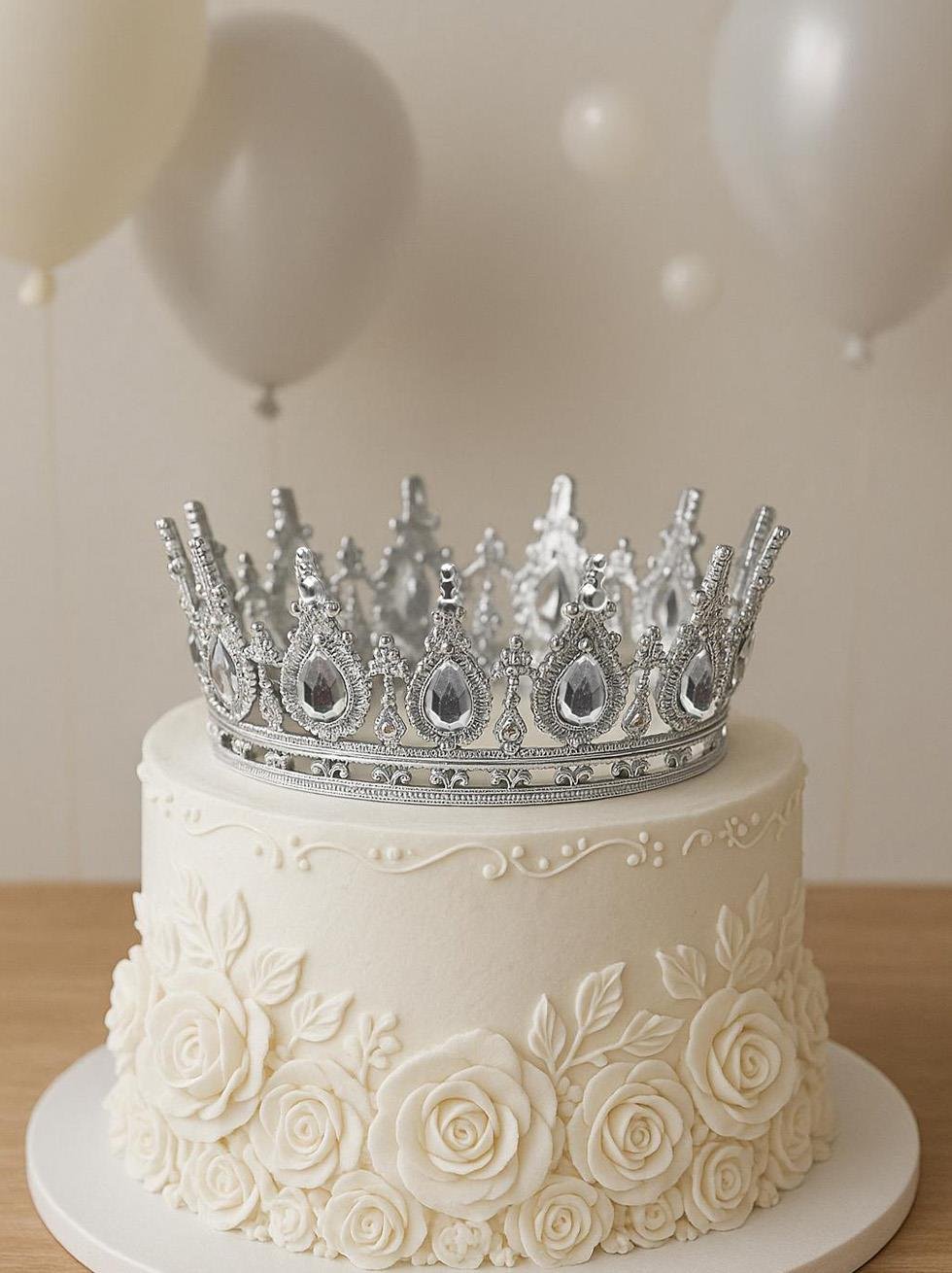 Pasta Üstü Tacı Mika Doğum Günü Taç Gümüş