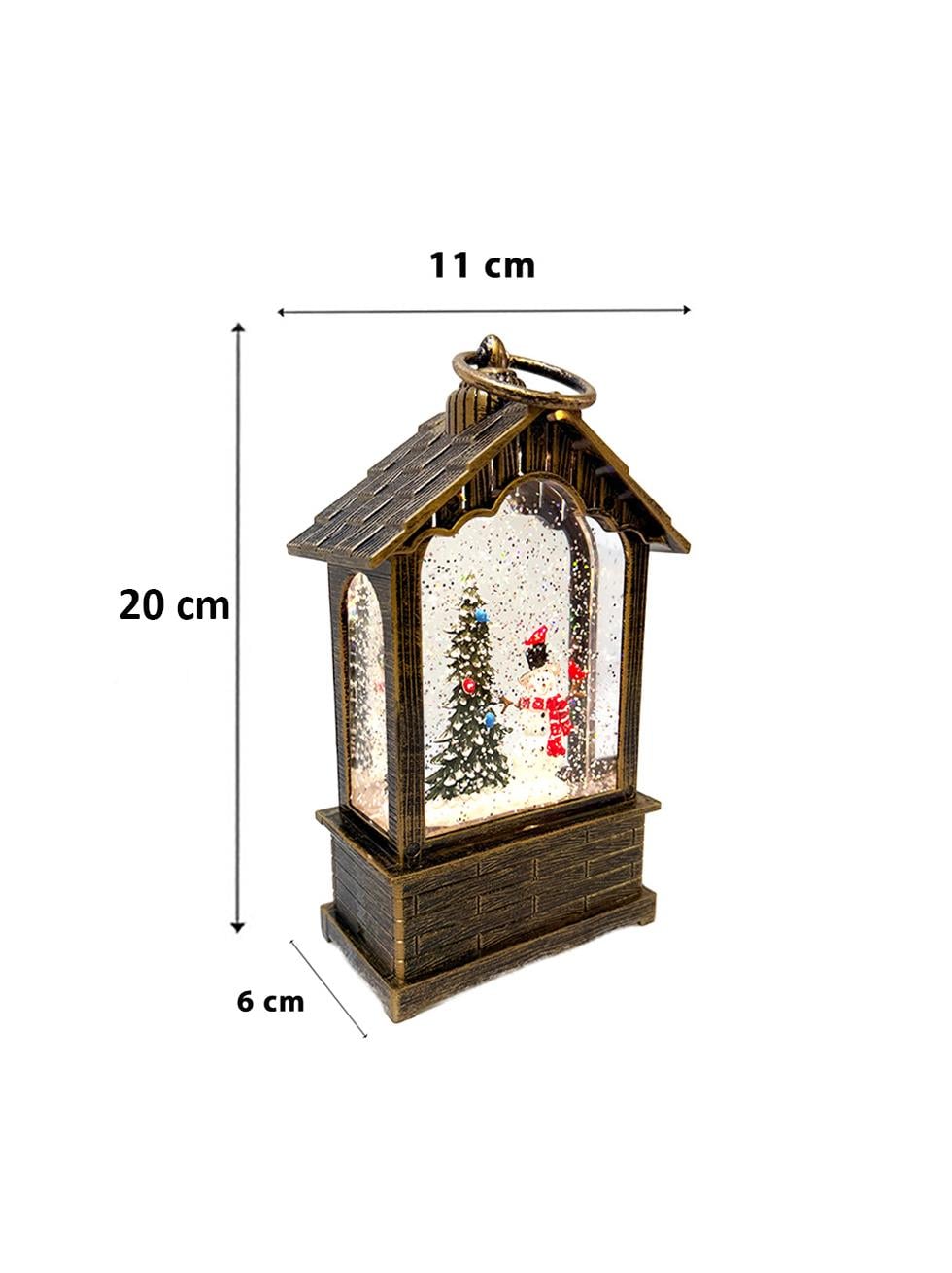 Yılbaşı Kardan Adam Hediyelik Kar Küresi Fener Tasarımlı (Işıklı & Müzikli) 19 cm