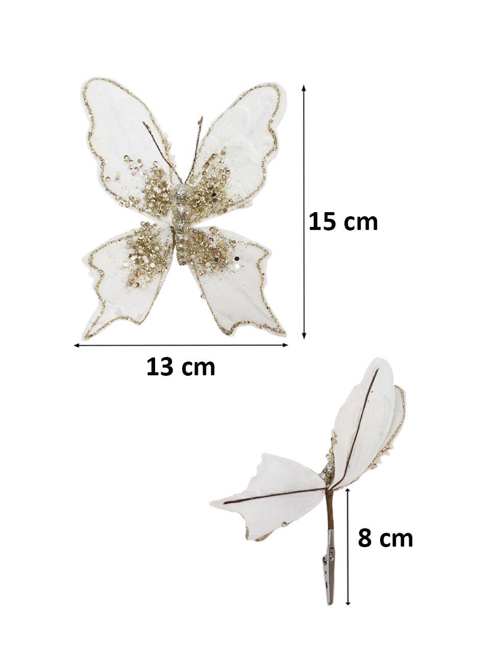 Yılbaşı Ağaç Süsü Dekoratif Altın Simli Pul Detaylı Kelebek 15 cm